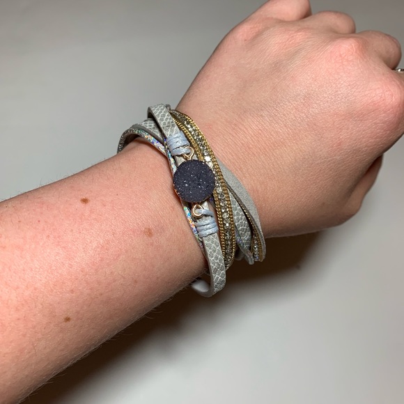 Beautiful Real Druzy Stone Wrap Bracelet - Picture 4 of 5